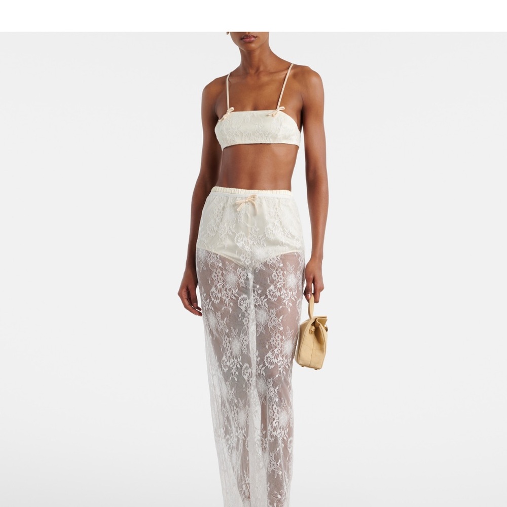 Aya Muse- Eteri bow-detail floral lace maxi skirt